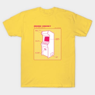 Retro Video Game Arcade Cabinet Diagram T-Shirt